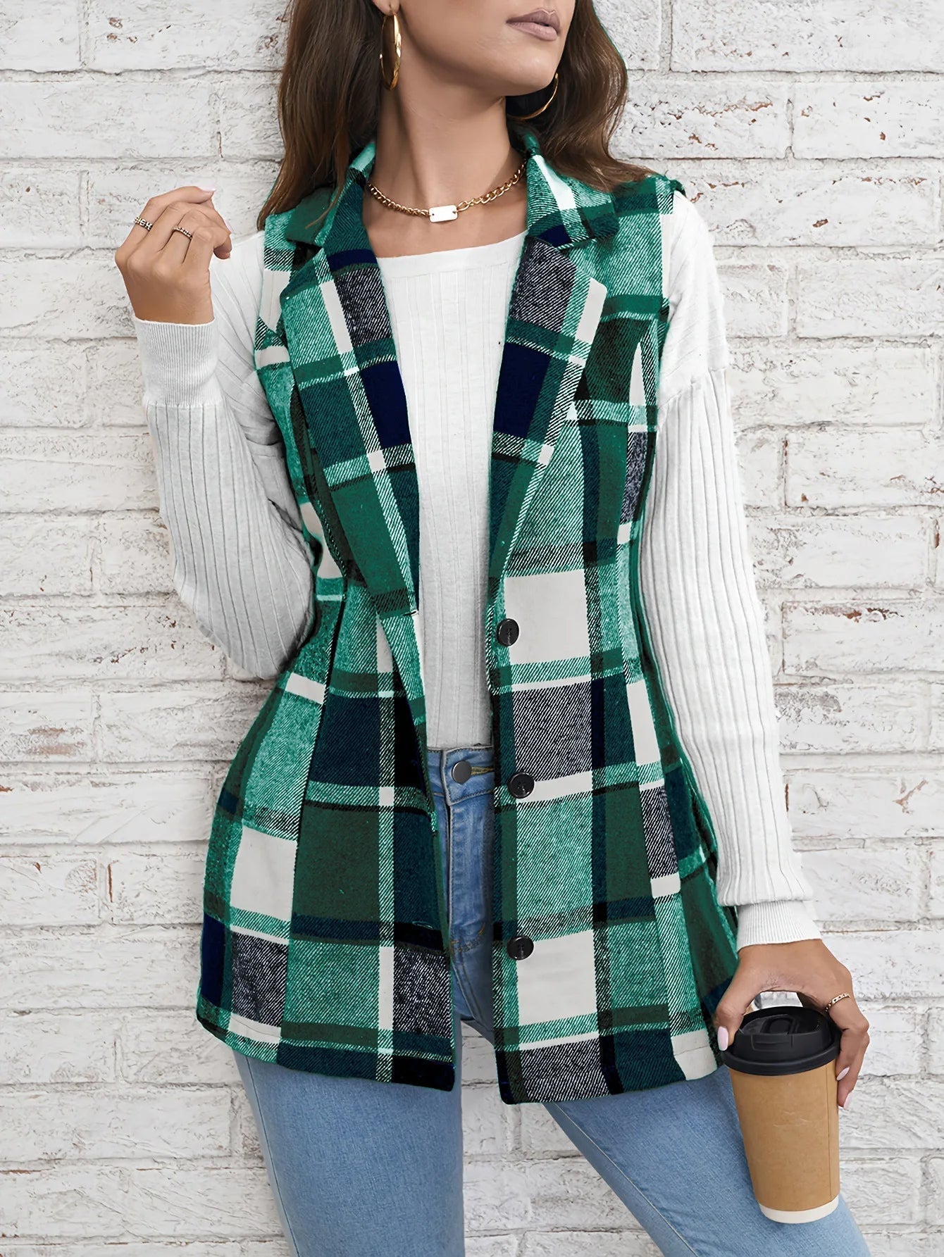 Drunelle | Elegant Tailored Check Waistcoat 6