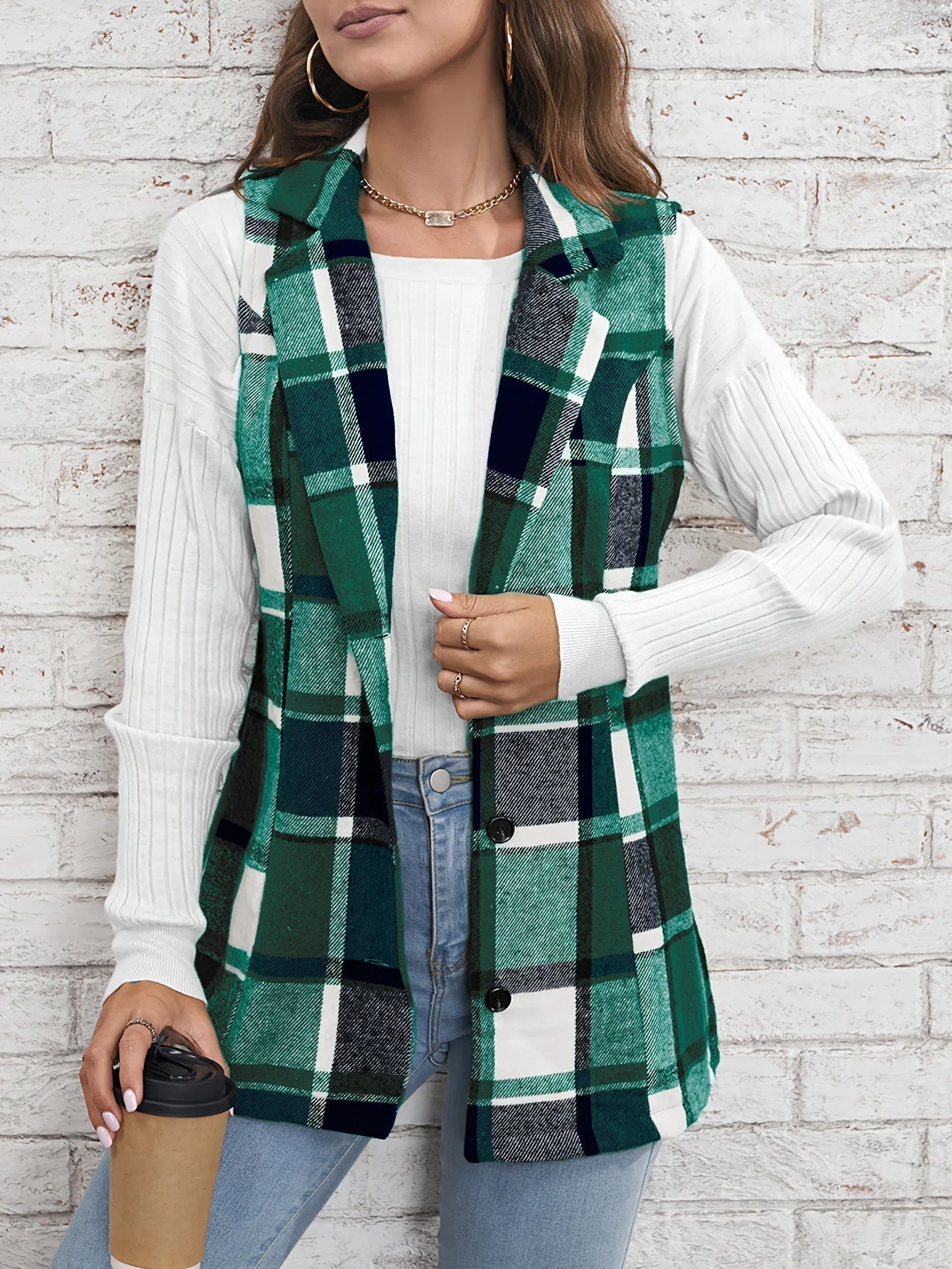 Drunelle | Elegant Tailored Check Waistcoat 9