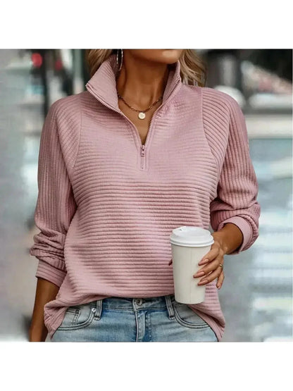 Women's Zip Sweater | Stand Collar, Quarter-Zip Front