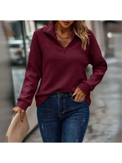 Women's Zip Sweater | Stand Collar, Quarter-Zip Front