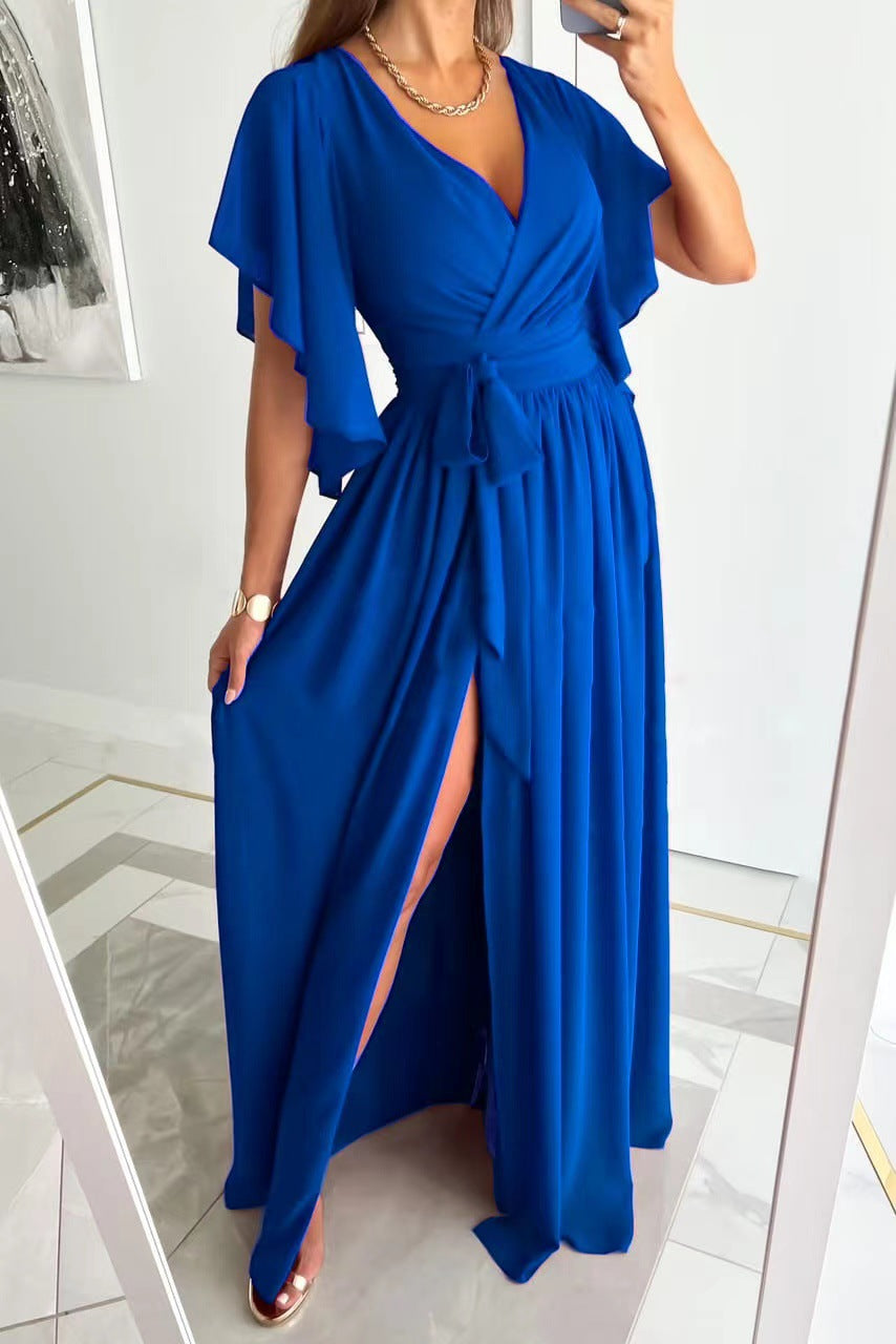 Elarisse – Wrap Flutter Sleeve Maxi Dress 2