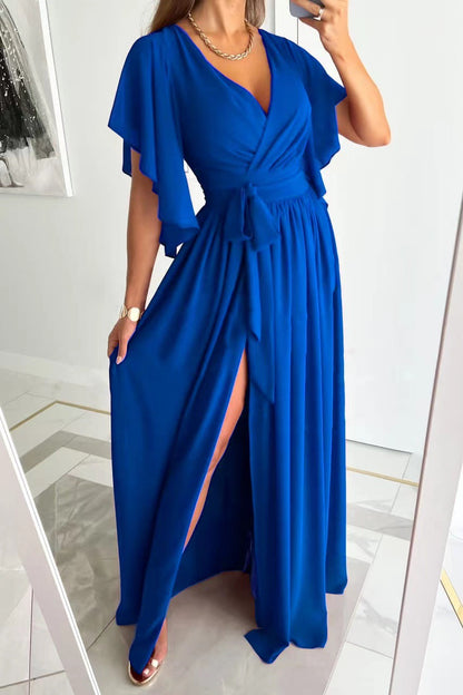 Elarisse – Wrap Flutter Sleeve Maxi Dress 2