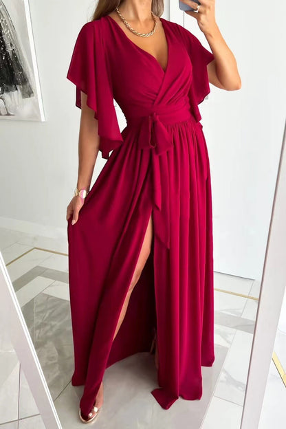 Elarisse – Wrap Flutter Sleeve Maxi Dress 3