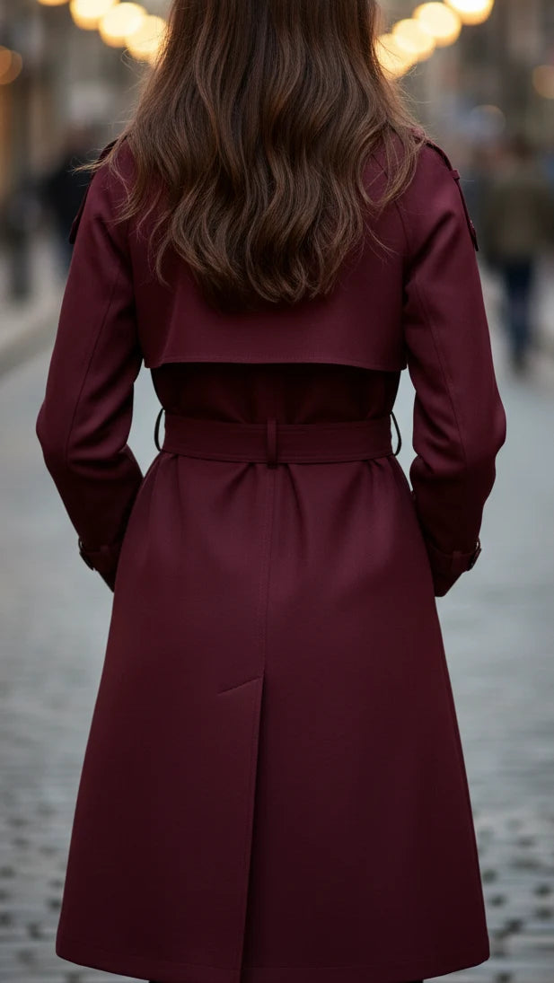 Women's Trench Coat | Bow-Tied Belt, Wide Chest Flap
