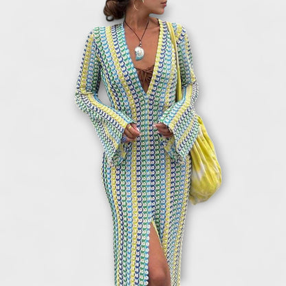 Elina V-Neck Maxi Dress for Summer Getaways