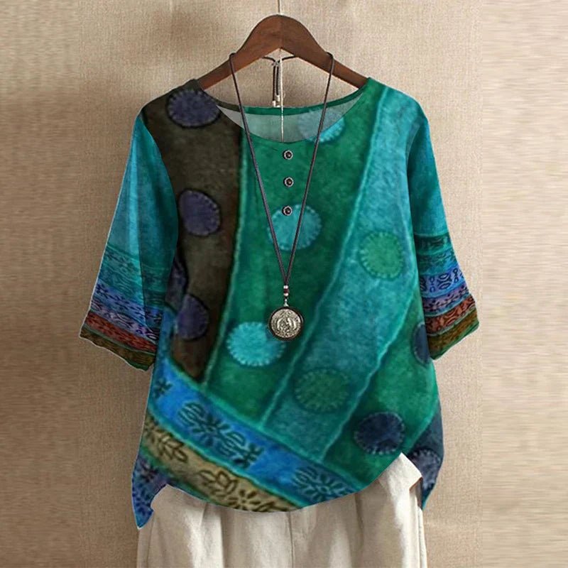 Ella | Plus Size Floral Blouse Vintage Style Short Sleeve 2