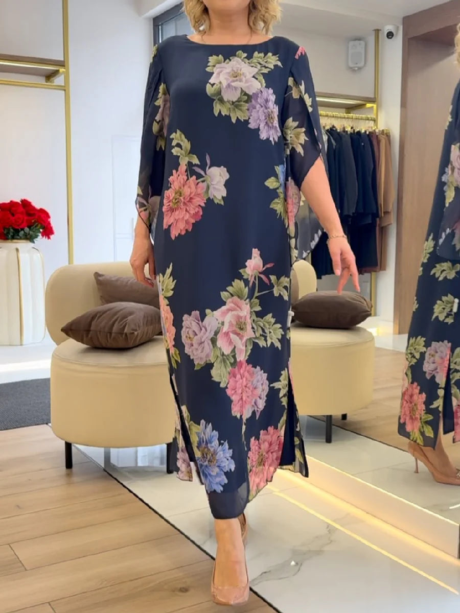 Elsie | Elegant Floral Print Plus Size Maxi Dress 0