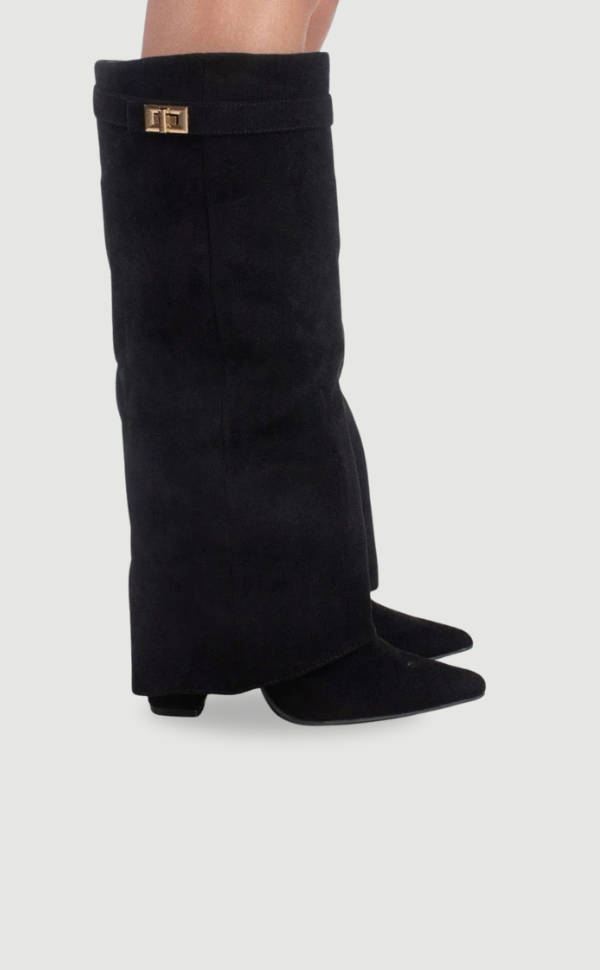 Women's Knee High Boots | Block Heel & Buckle Detail 1