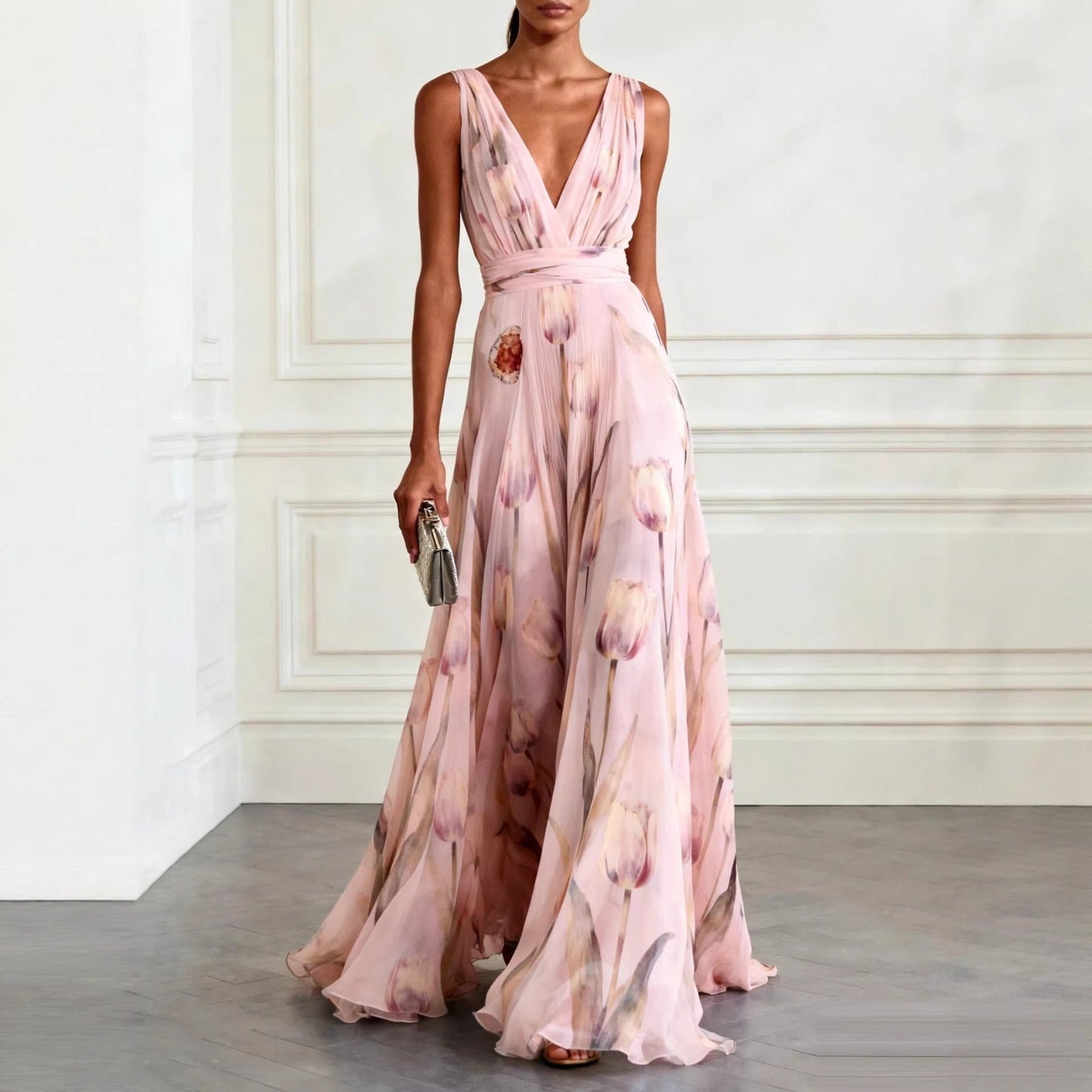 FLORAL MAXI DRESS WITH V-NECK 1