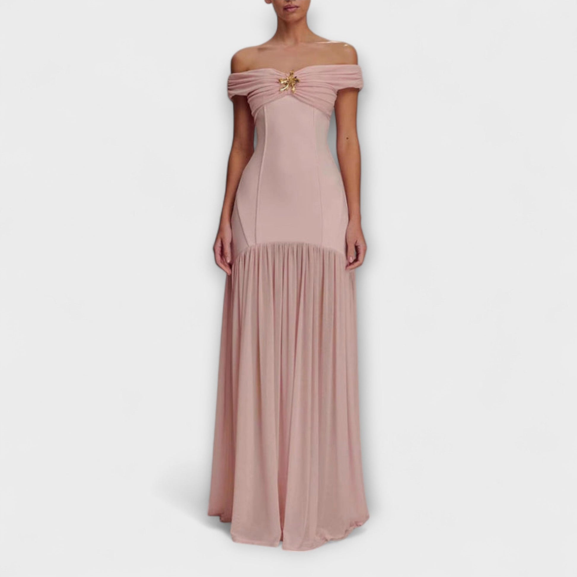 Floral Embellished Strapless Maxi Dress for Events