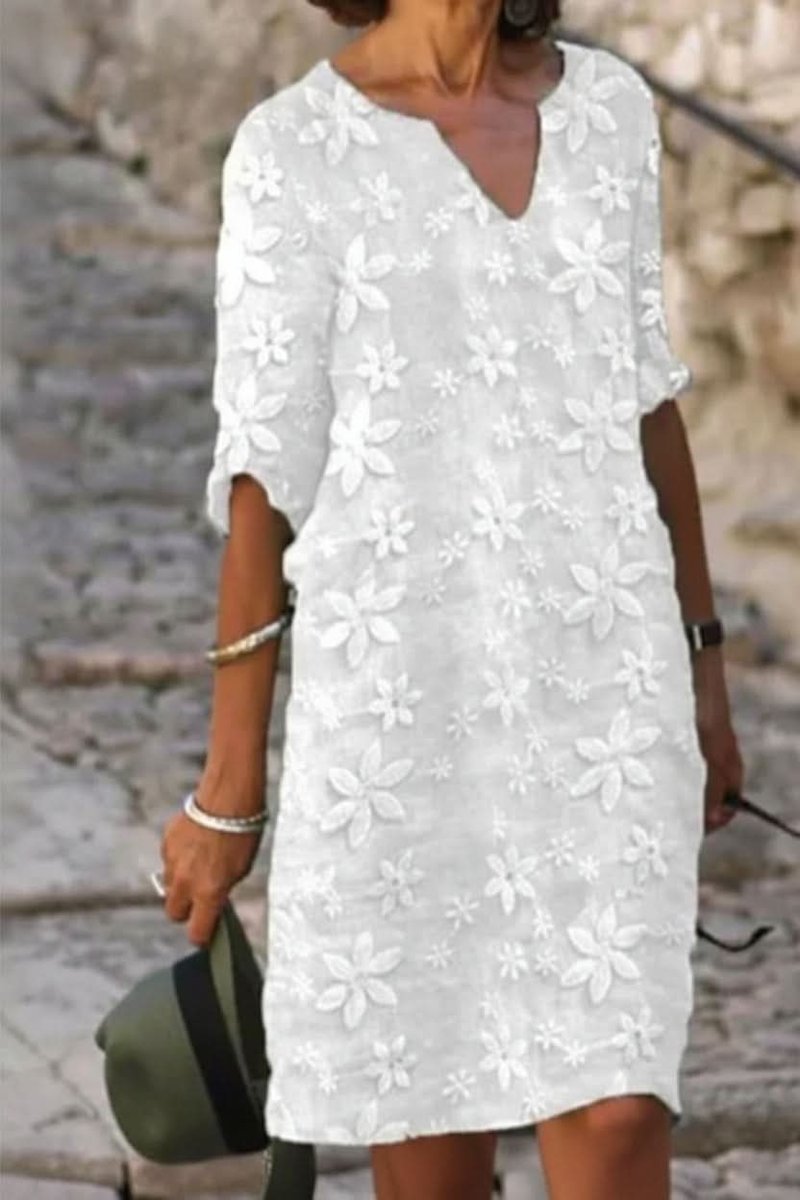 Freya | Women's Floral Lace V-Neck Midi Evening Gown Dress 0