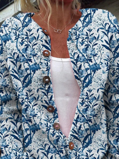 Women's Knit Cardigan | Floral Pattern & Button Placket 2