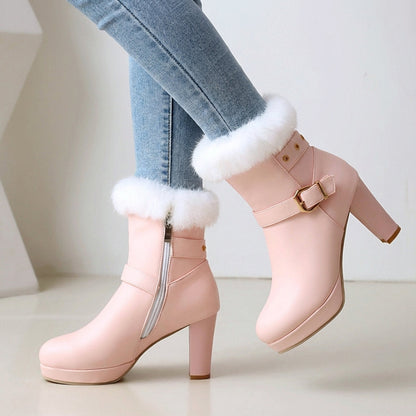 Women's Ankle Boots | Fur Trim & Buckle Detail 3