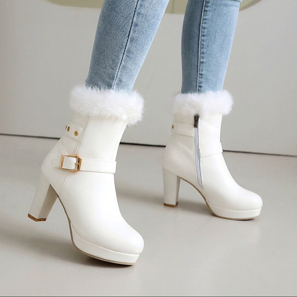 Women's Ankle Boots | Fur Trim & Buckle Detail 5