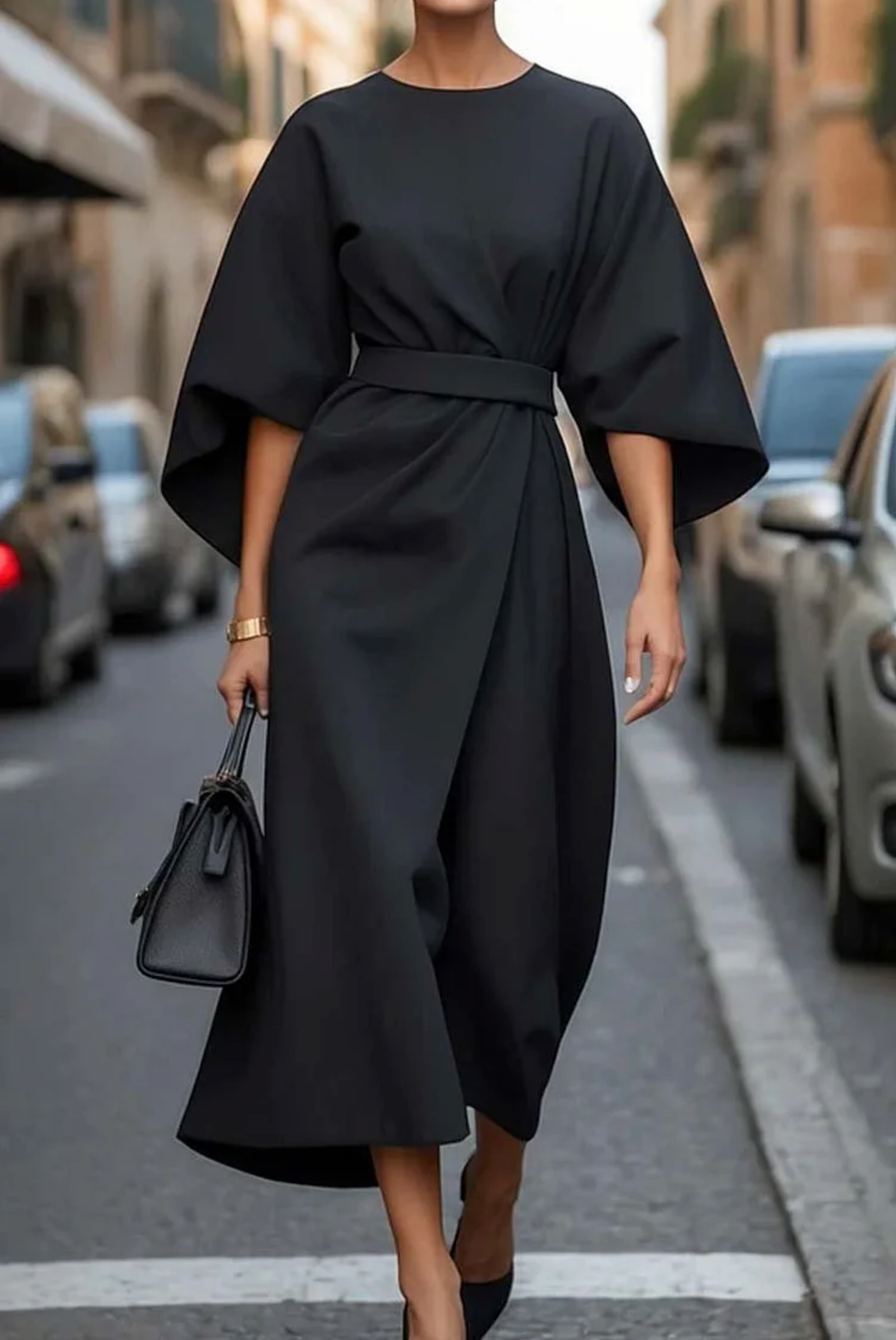 Grace | Elegant Dress with Lantern Sleeves and Belt 1