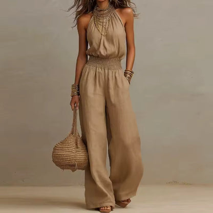 HALTER JUMPSUIT WITH FITTED WAIST 0