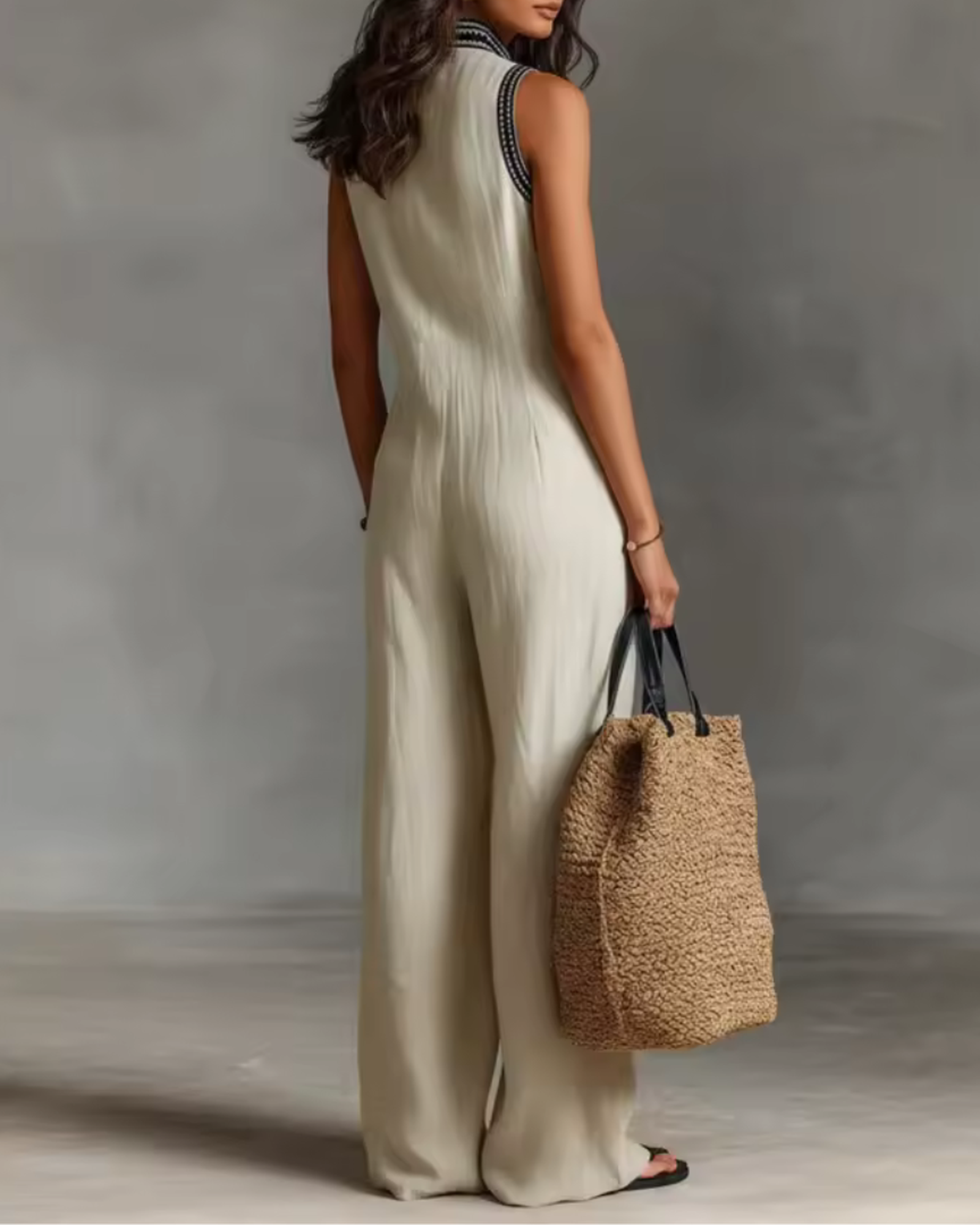 HIGH NECK EMBROIDERED ZIP JUMPSUIT 3