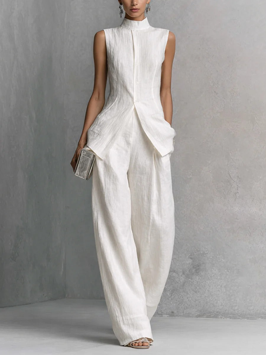 HIGH NECK WIDE-LEG PANTS SET 1