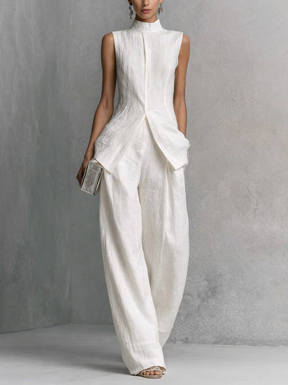 HIGH NECK WIDE-LEG PANTS SET 1