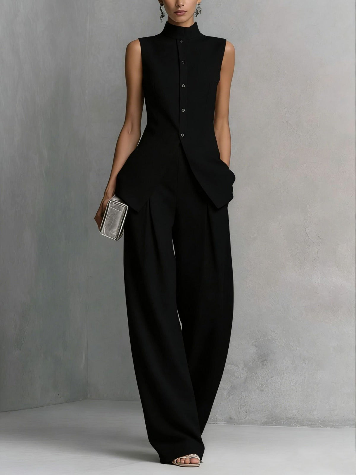 HIGH NECK WIDE-LEG PANTS SET 2