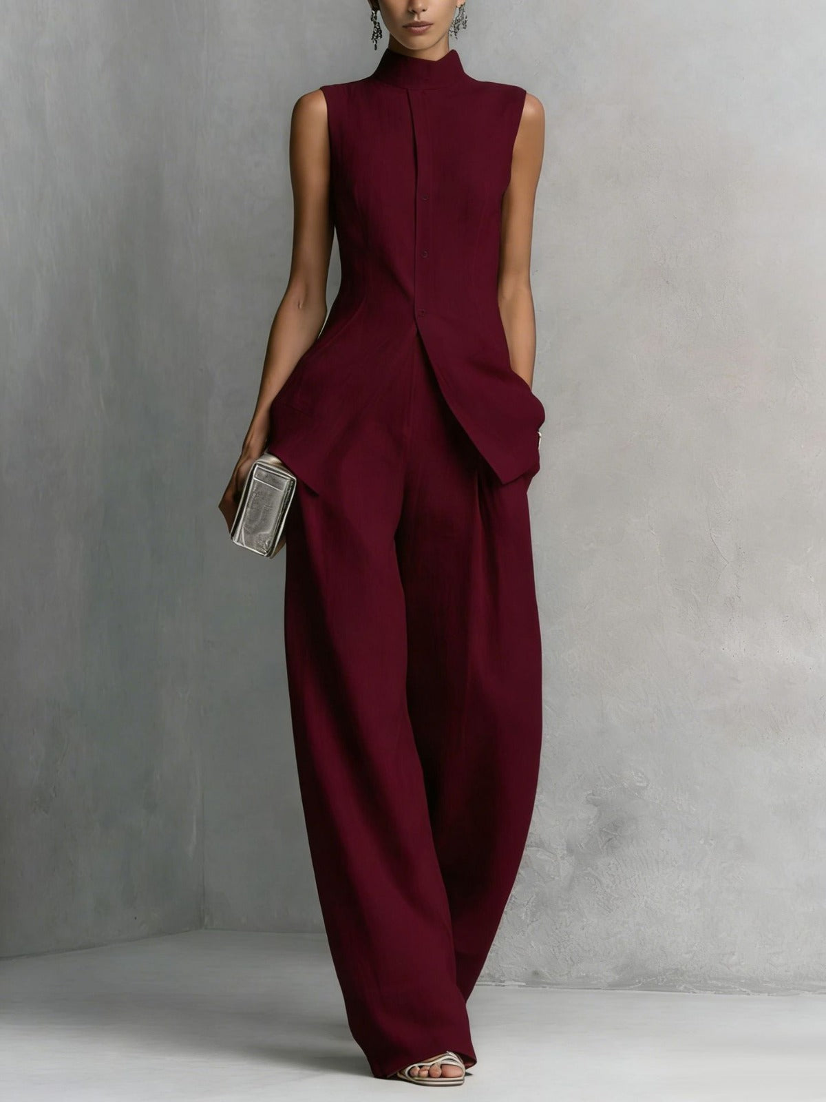 HIGH NECK WIDE-LEG PANTS SET 3