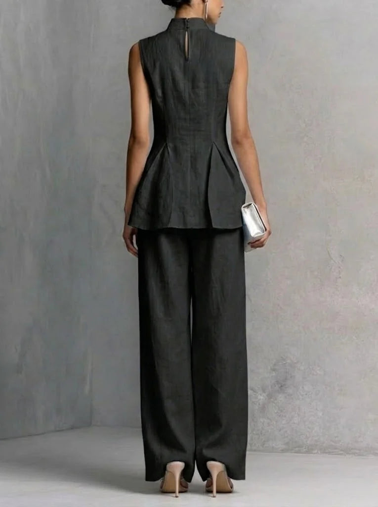 HIGH NECK WIDE-LEG PANTS SET 4