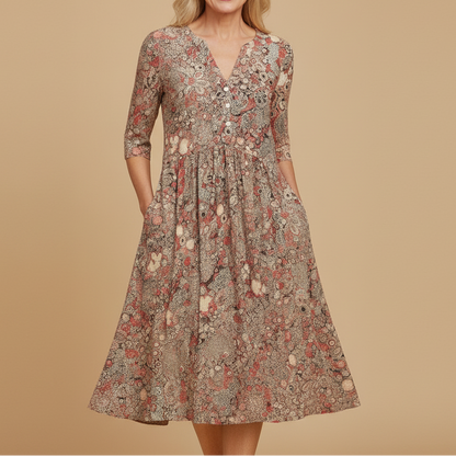 Harlow | Graceful V-Neck Elegance Midi Dress 1