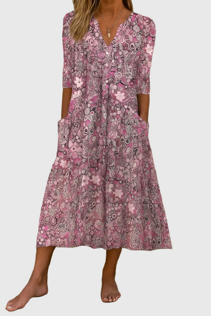 Harlow | Graceful V-Neck Elegance Midi Dress 5