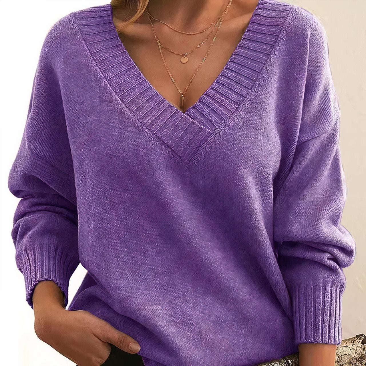 Harper | Comfortable And Warm V-Neck Cashmere Blend Sweater 10