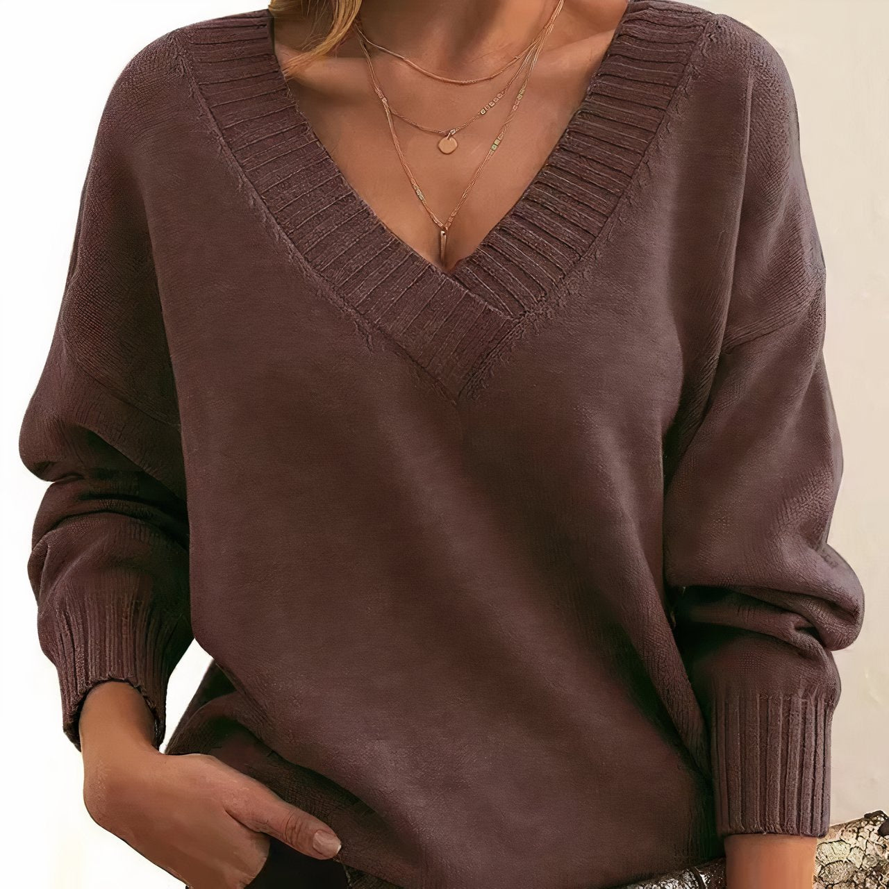 Harper | Comfortable And Warm V-Neck Cashmere Blend Sweater 9