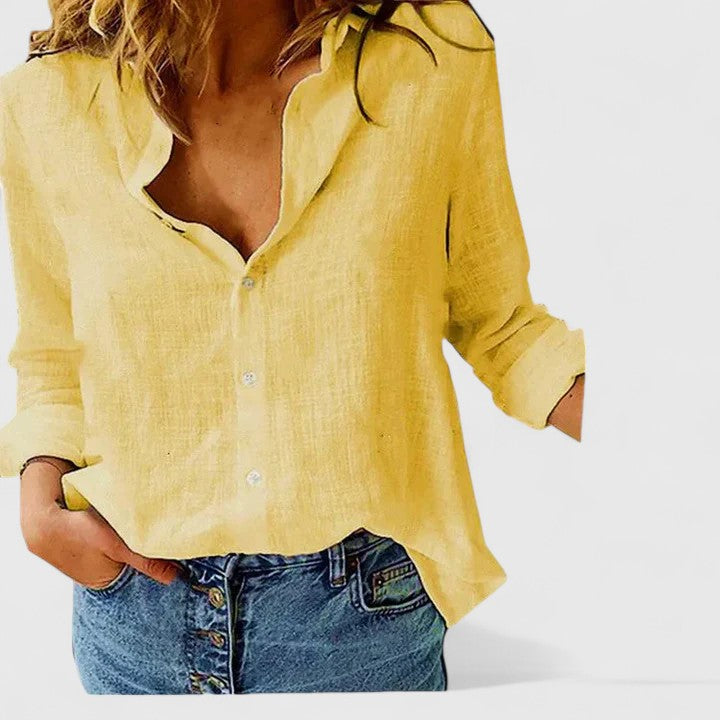 Harper | Women's Linen Button Down Shirt with Lapel Collar 5