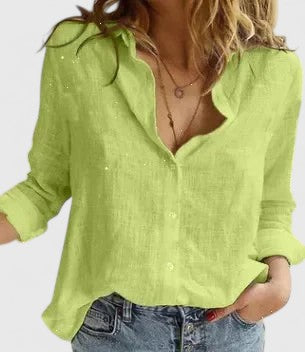Harper | Women's Linen Button Down Shirt with Lapel Collar 6