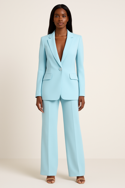 Chic Women's Formal Suit Set with Long Blazer