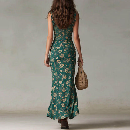 IRREGULAR RUFFLED MAXI DRESS 2