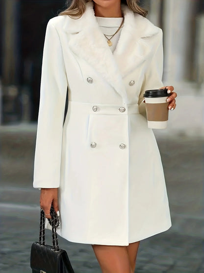 Women's Coat | Plush Collar Facing, Double-Breasted
