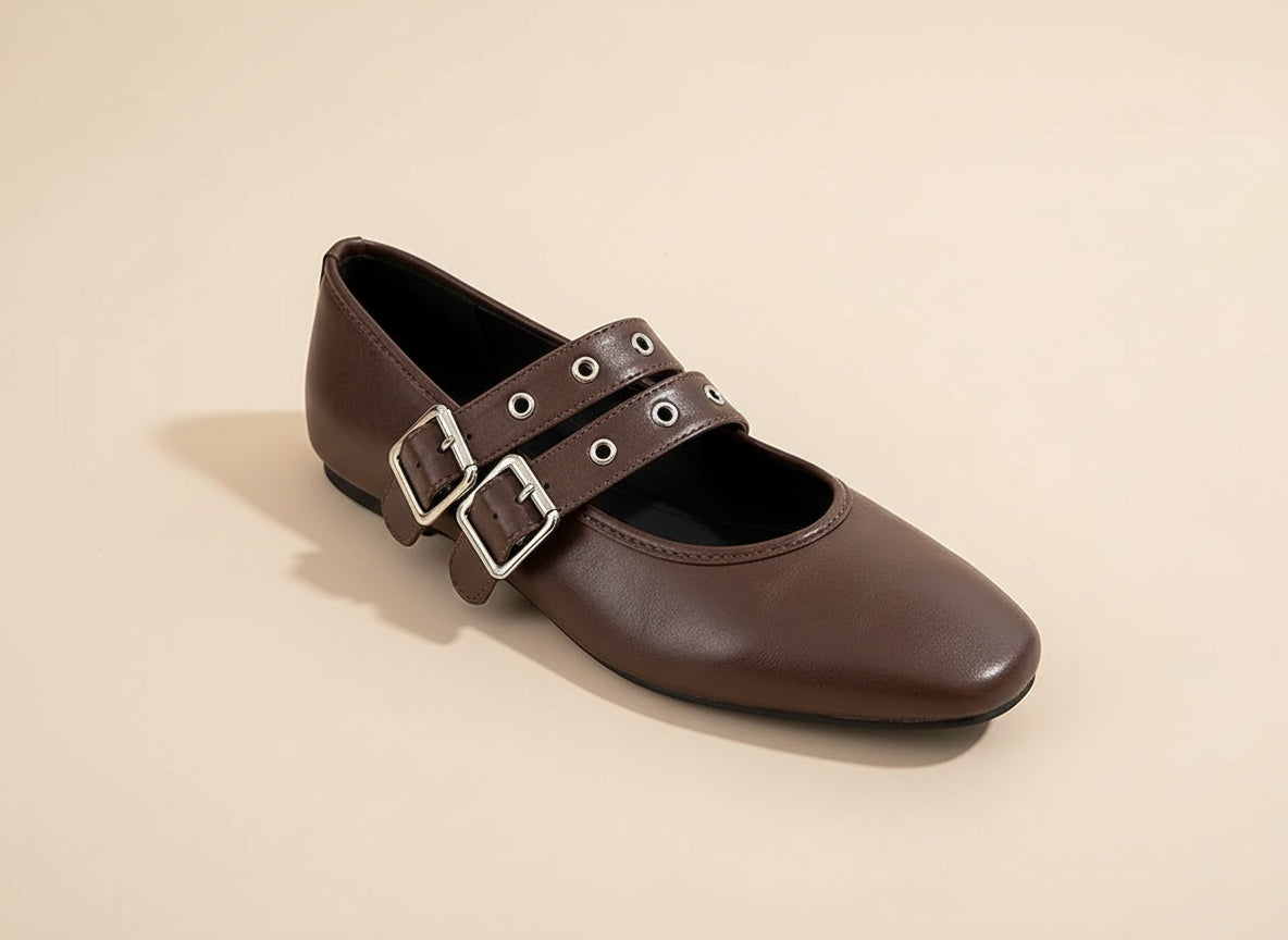 Ivy | Double Buckle Flats 1