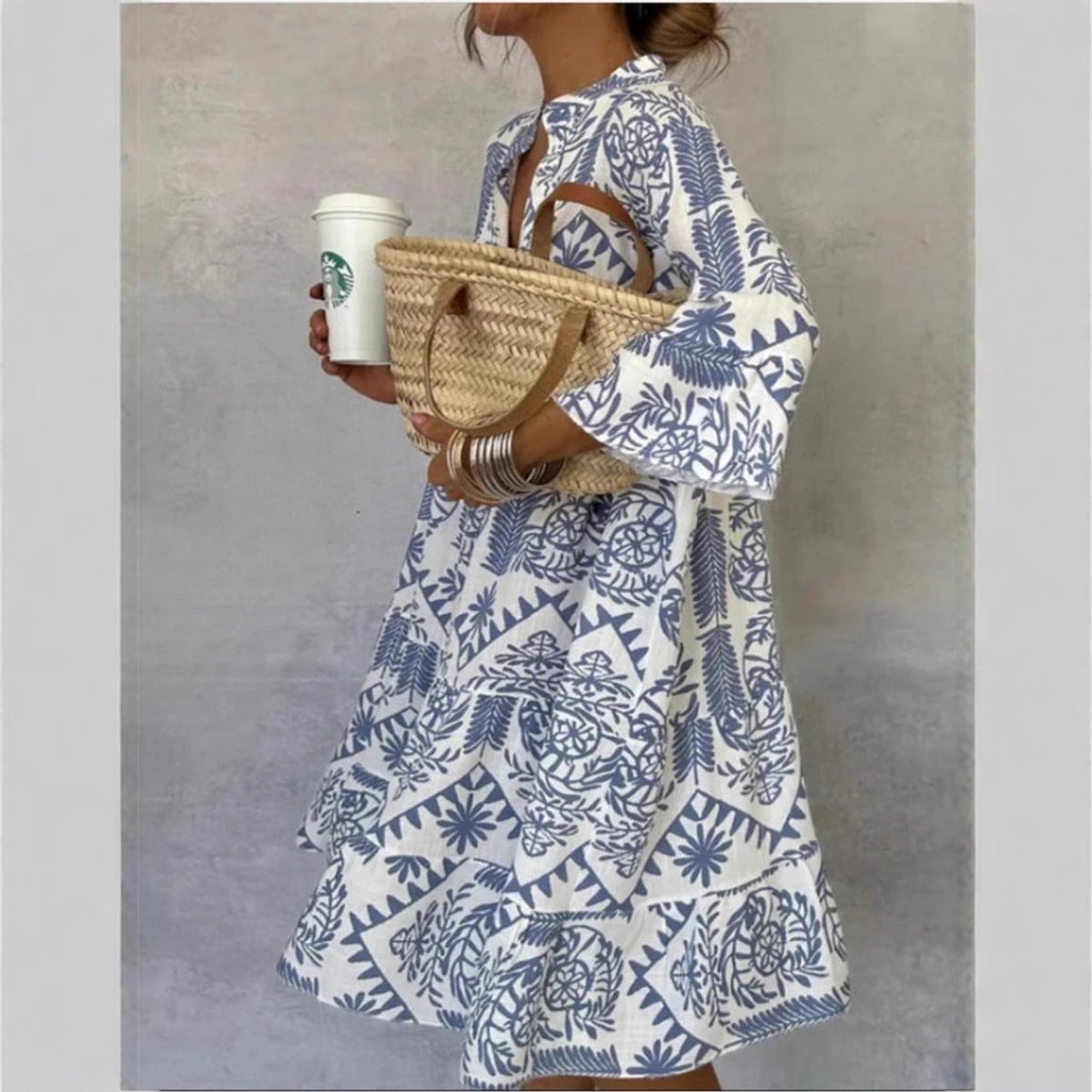 Ivy | Women's Loose-Fit Printed Tunic Swing Mini Dress 1