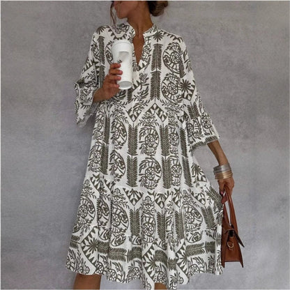 Ivy | Women's Loose-Fit Printed Tunic Swing Mini Dress 2
