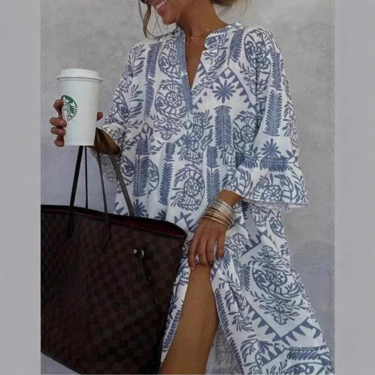 Ivy | Women's Loose-Fit Printed Tunic Swing Mini Dress 3