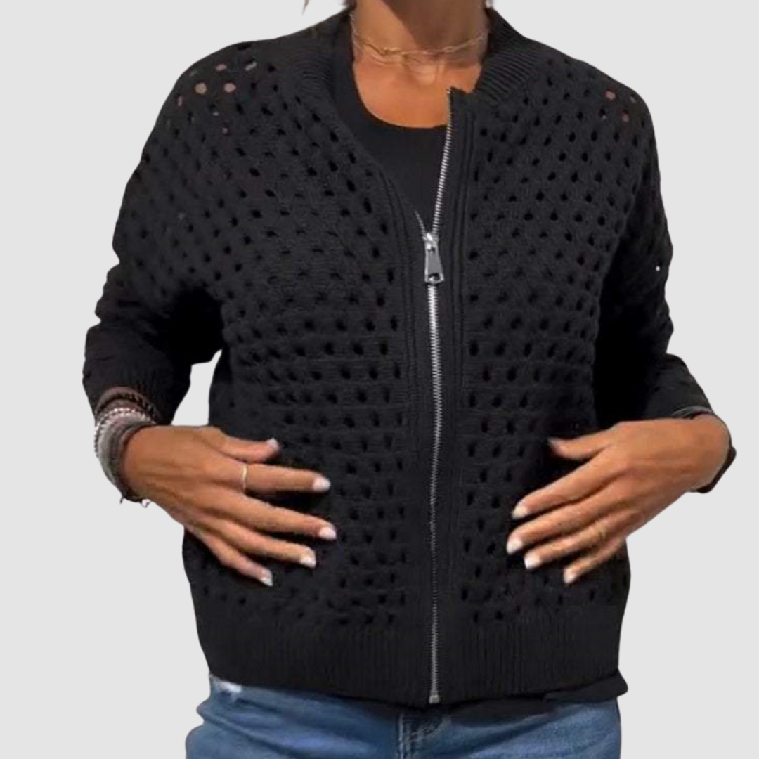 Women's Knitted Cardigan | Zip Closure & Breathable Design 2
