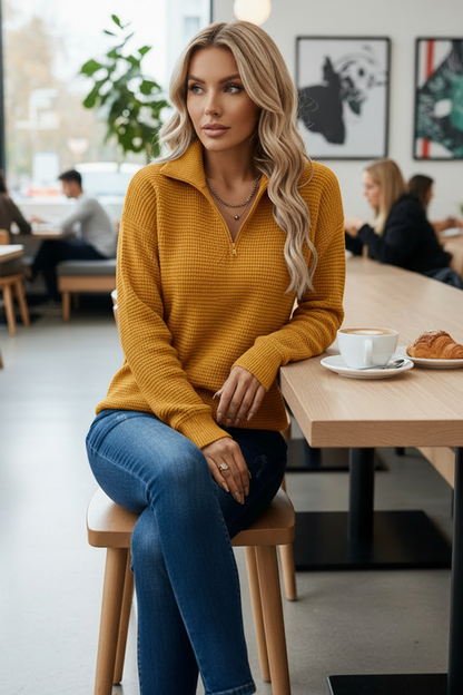 Women's Relaxed Fit Sweater | Adjustable Zip Collar 9