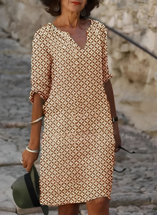 Kristina - Stylish midi dress with half-length sleeves for women 0