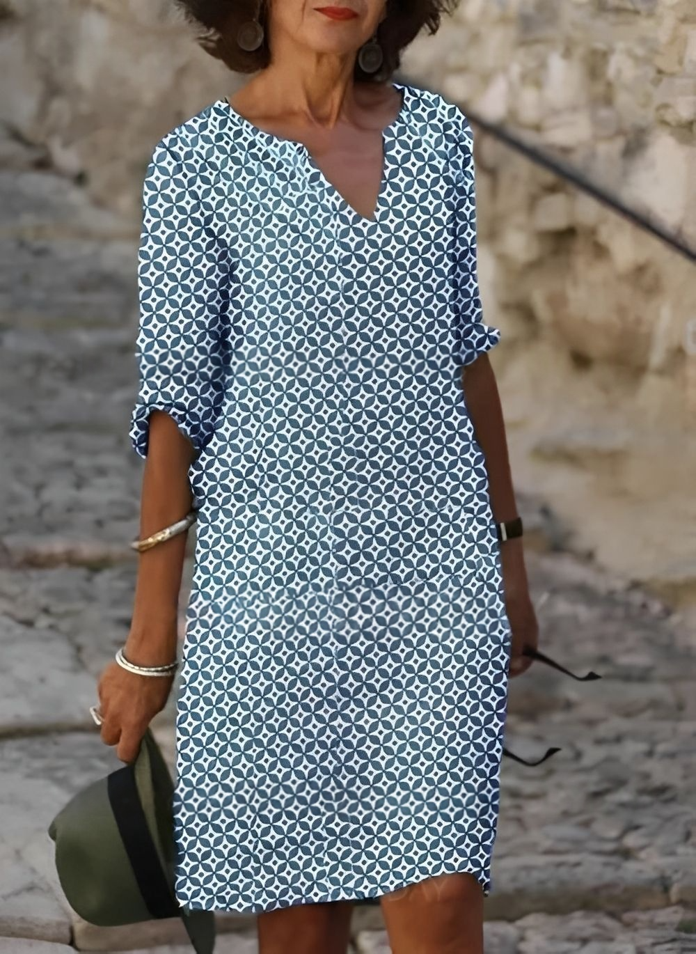Kristina - Stylish midi dress with half-length sleeves for women 2