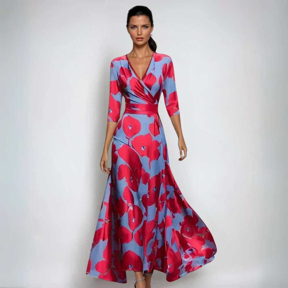 LONG SLEEVE V-NECK MAXI DRESS 0