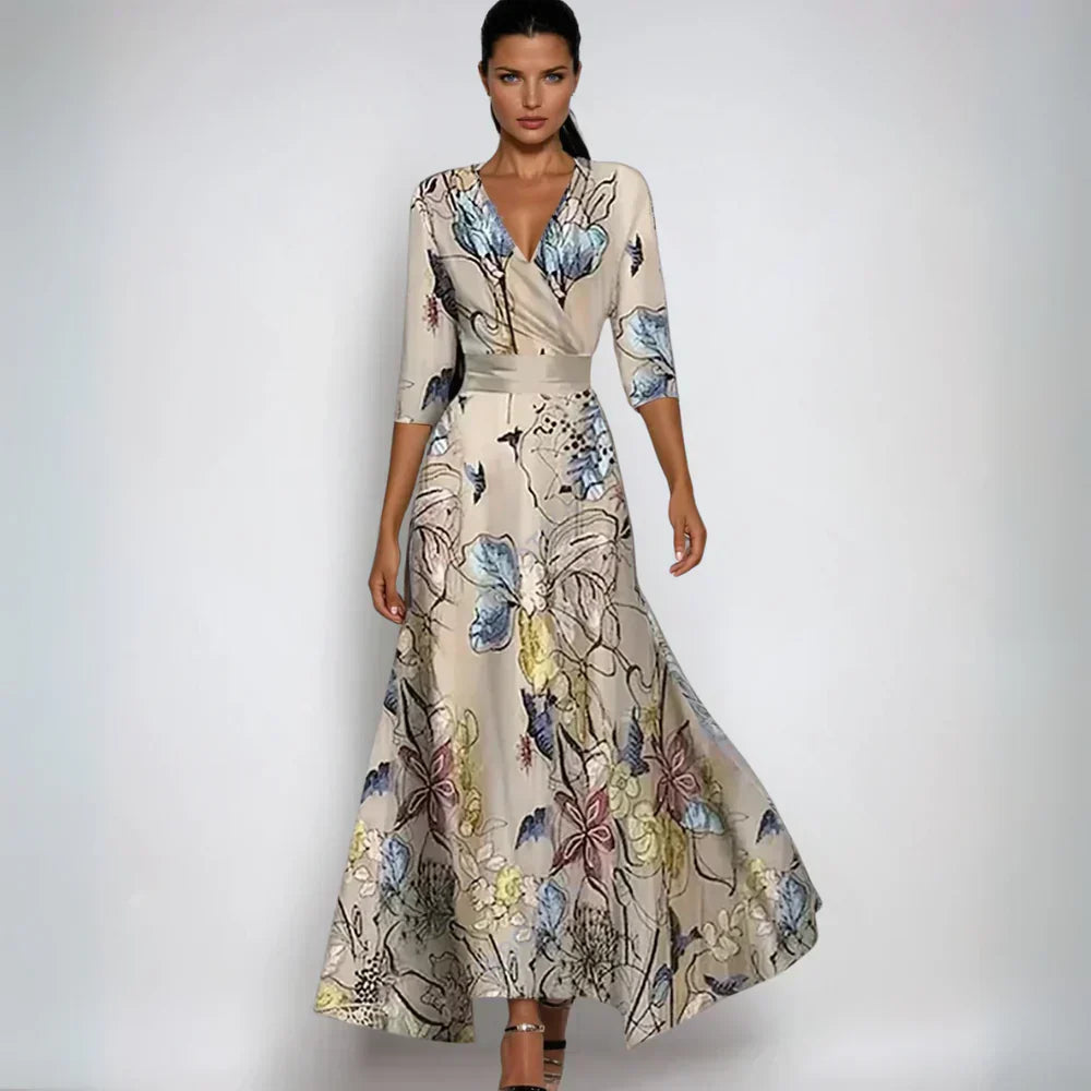 LONG SLEEVE V-NECK MAXI DRESS 1