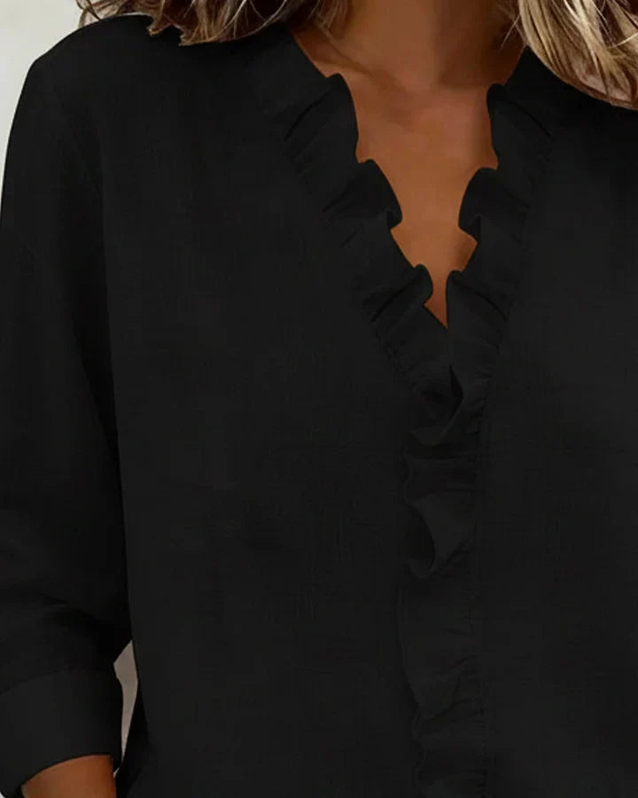 Livia | Elegant Ruffled V-Neck Women's Blouse 3