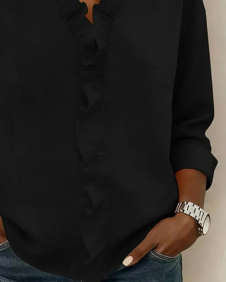 Livia | Elegant Ruffled V-Neck Women's Blouse 4