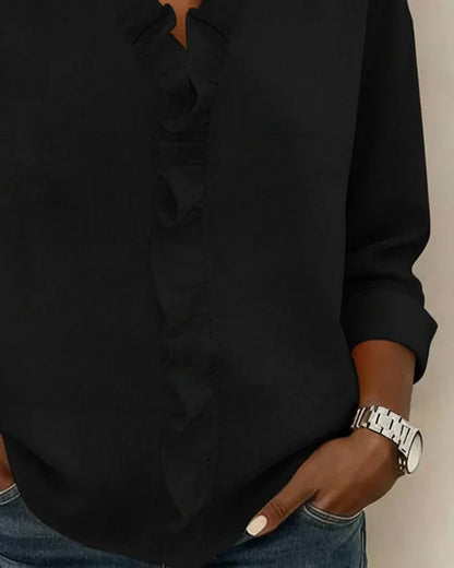 Livia | Elegant Ruffled V-Neck Women's Blouse 4