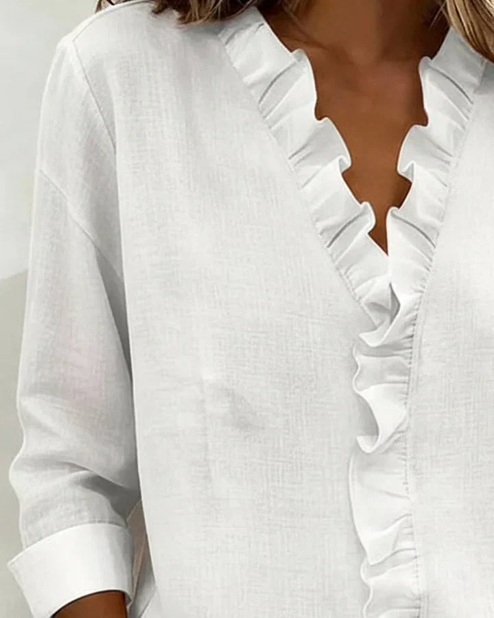 Livia | Elegant Ruffled V-Neck Women's Blouse 5