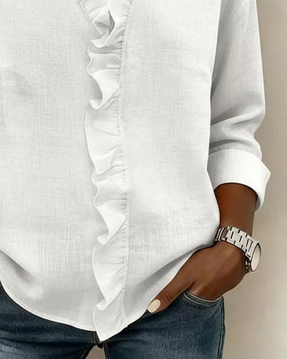 Livia | Elegant Ruffled V-Neck Women's Blouse 6
